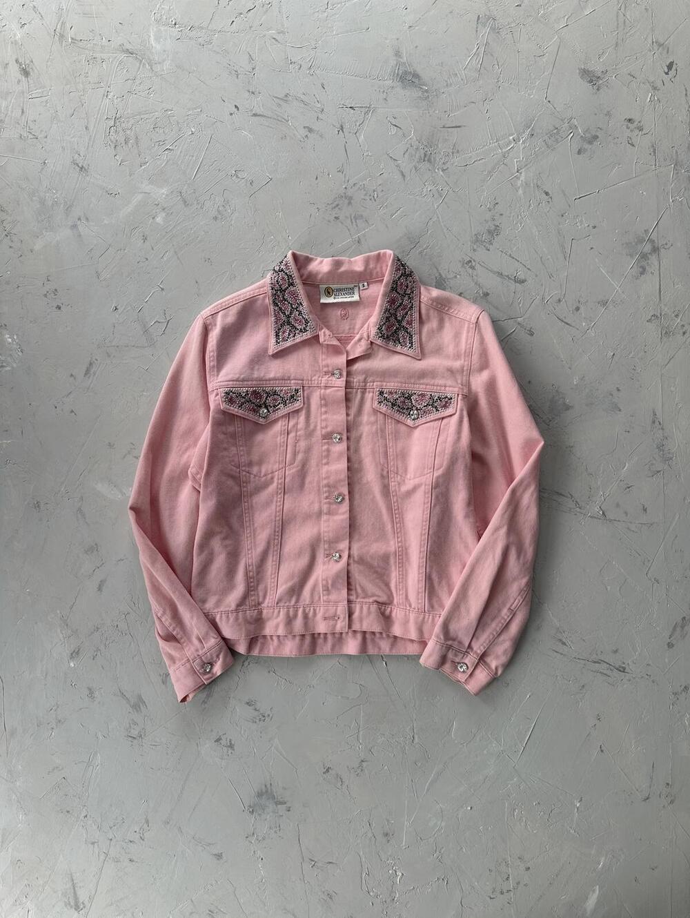 Vintage Christine Alexander Y2K pink denim jacket
